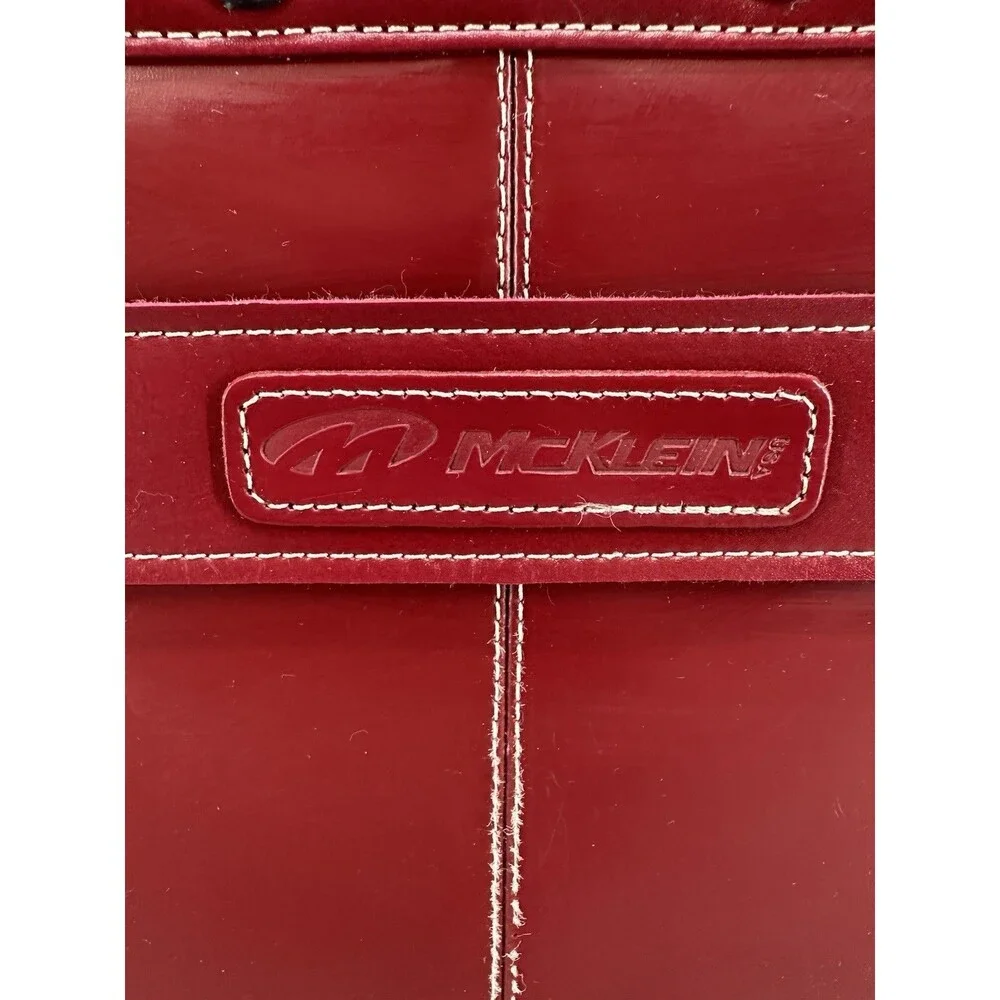 McKLEIN Red Leather Wheeled Laptop Case 15.6” Rolling Briefcase